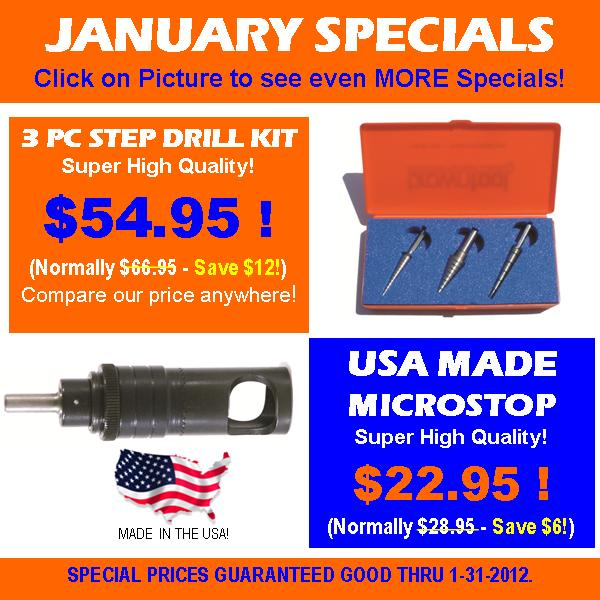 Aircraft Tools / Aviation Tools ON SALE!  American Made Countersink Cage. 3 Piece Step Drill Kit.